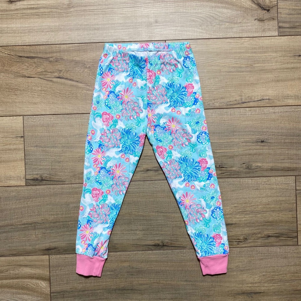 Lilly Pulitzer For Pottery Barn Kids Girls Floral‎ Pajama Pants Size 4 EUC